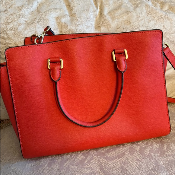 Michael Kors Vibrant Orange Red Satchel - Picture 3 of 9